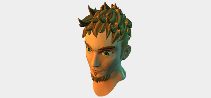 A screenshot of a human head rendered with WTVR3d